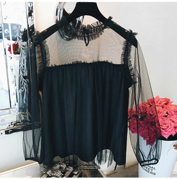 NEW FASHION LADY GIRL Blouse Microera Black Beige 