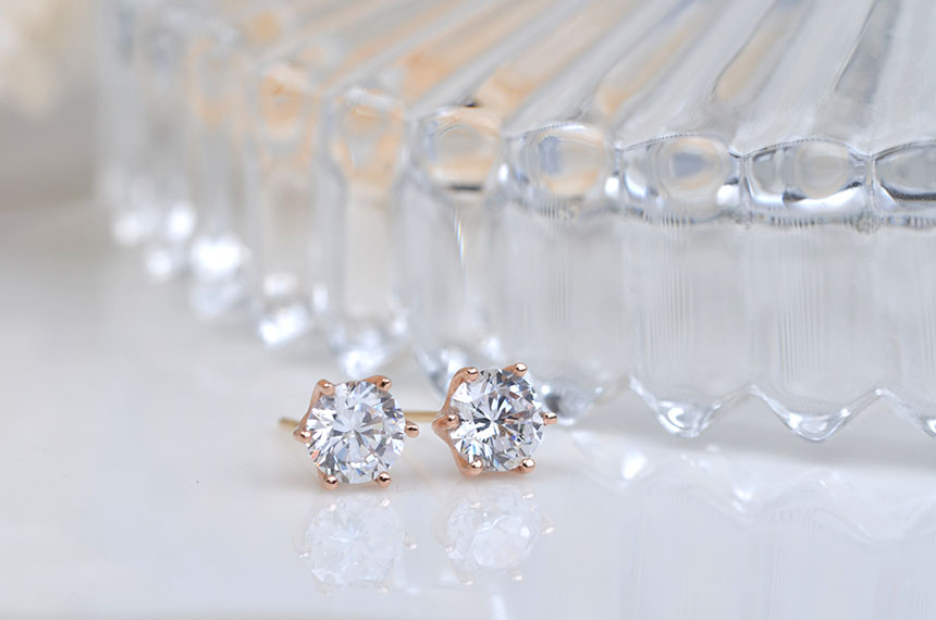 Diamond Cutting 14k Cubic Earring 4mm, 5mm