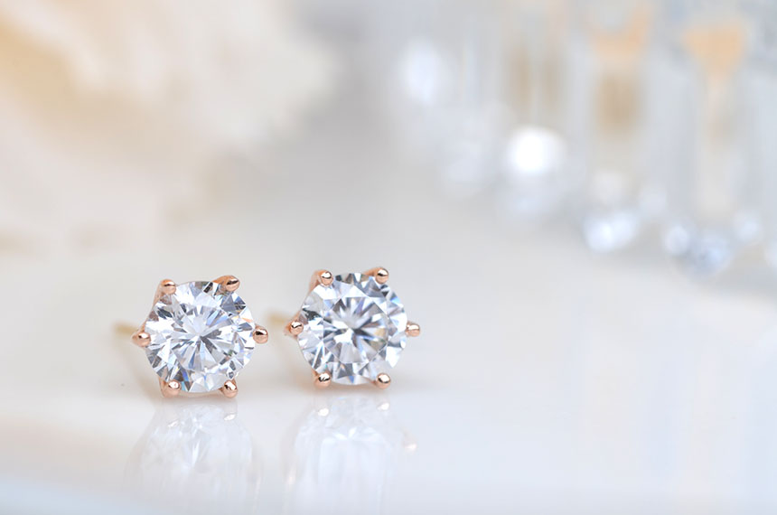 Diamond Cutting 14k Cubic Earring 4mm, 5mm