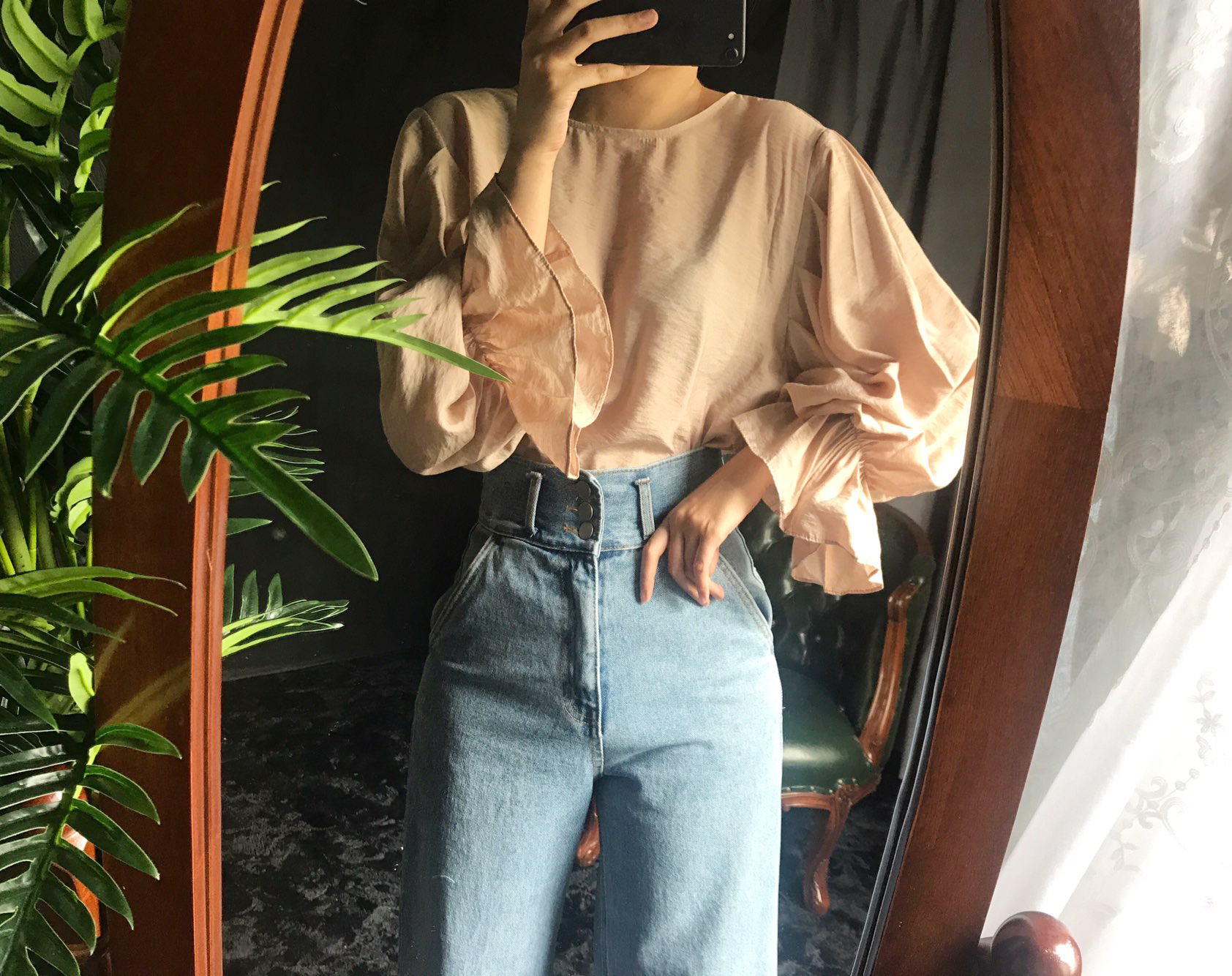 NEW FASHION LADY GIRL Blouse Ribbon Puff Blouse