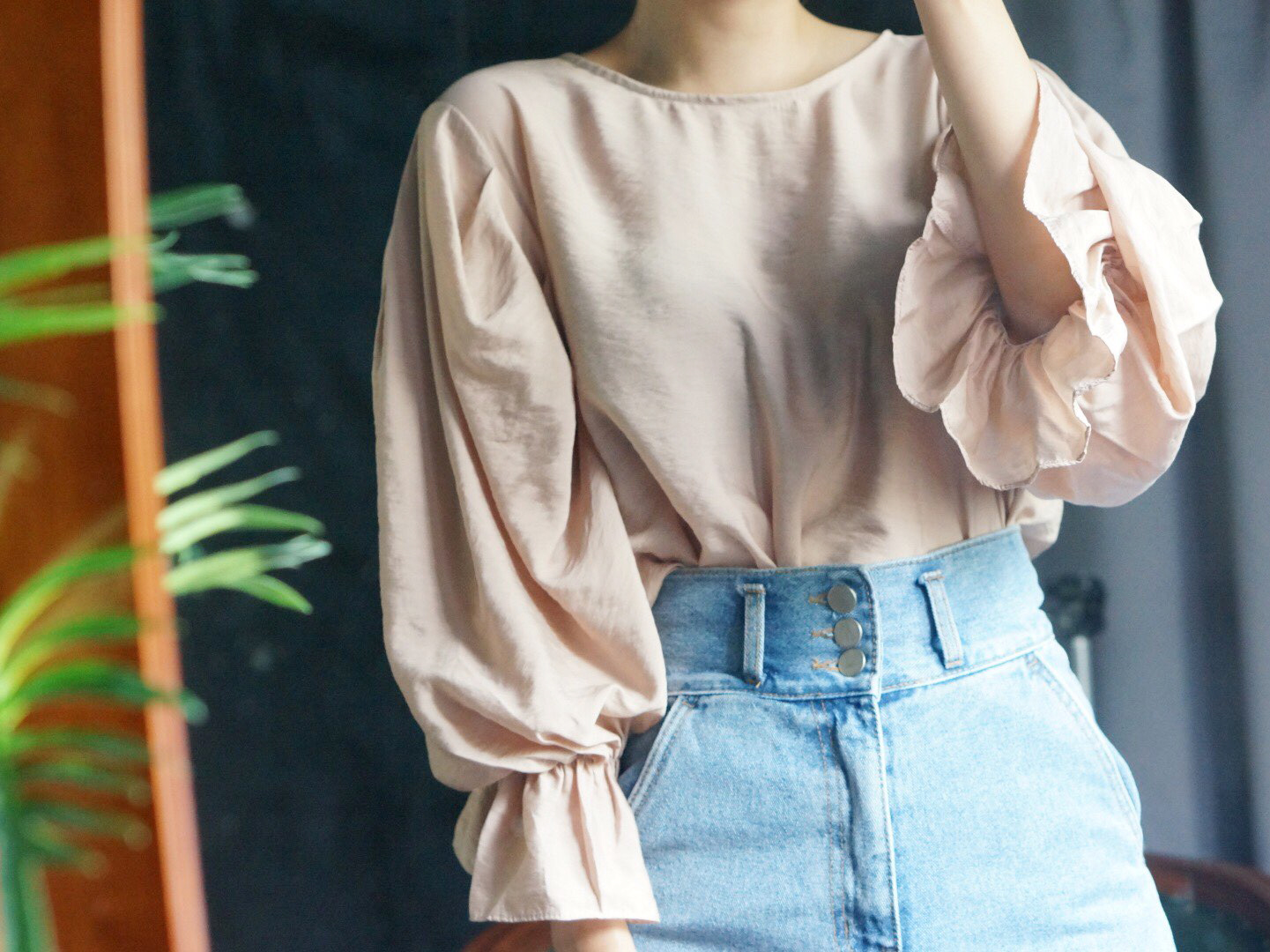 NEW FASHION LADY GIRL Blouse Ribbon Puff Blouse