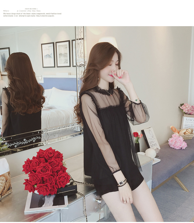 NEW FASHION LADY GIRL Blouse Microera Black Beige 