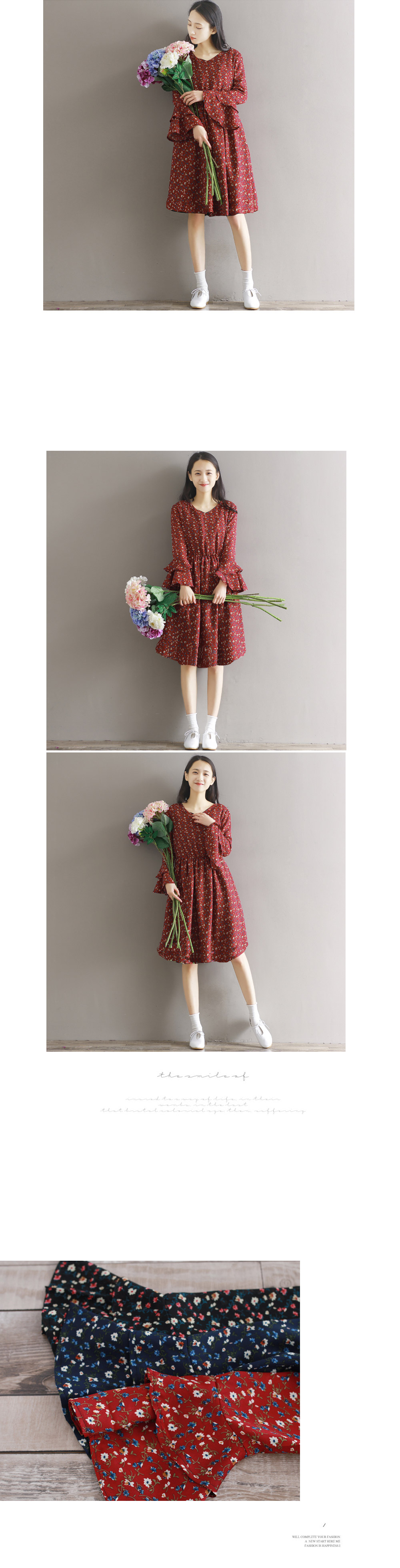 Frilly Chiffon Flower Fall Dress 30 Women's 2-p