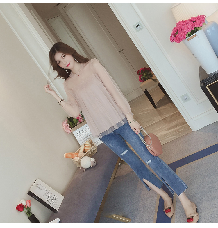 NEW FASHION LADY GIRL Blouse Microera Black Beige 