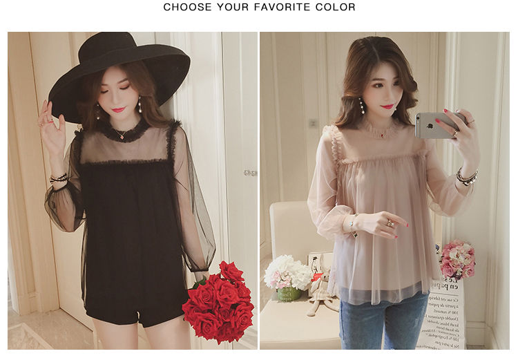 NEW FASHION LADY GIRL Blouse Microera Black Beige 