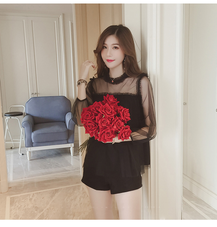 NEW FASHION LADY GIRL Blouse Microera Black Beige 