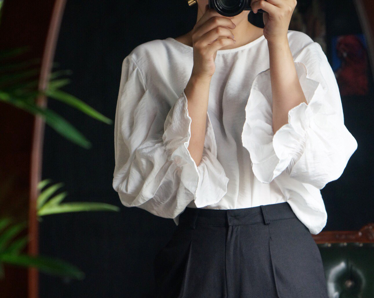 NEW FASHION LADY GIRL Blouse Ribbon Puff Blouse