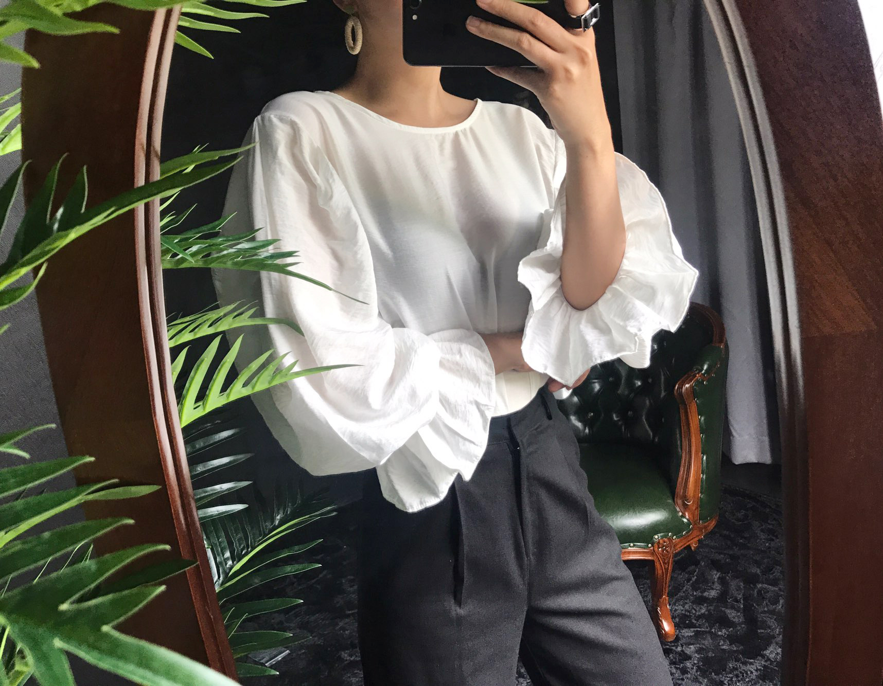NEW FASHION LADY GIRL Blouse Ribbon Puff Blouse