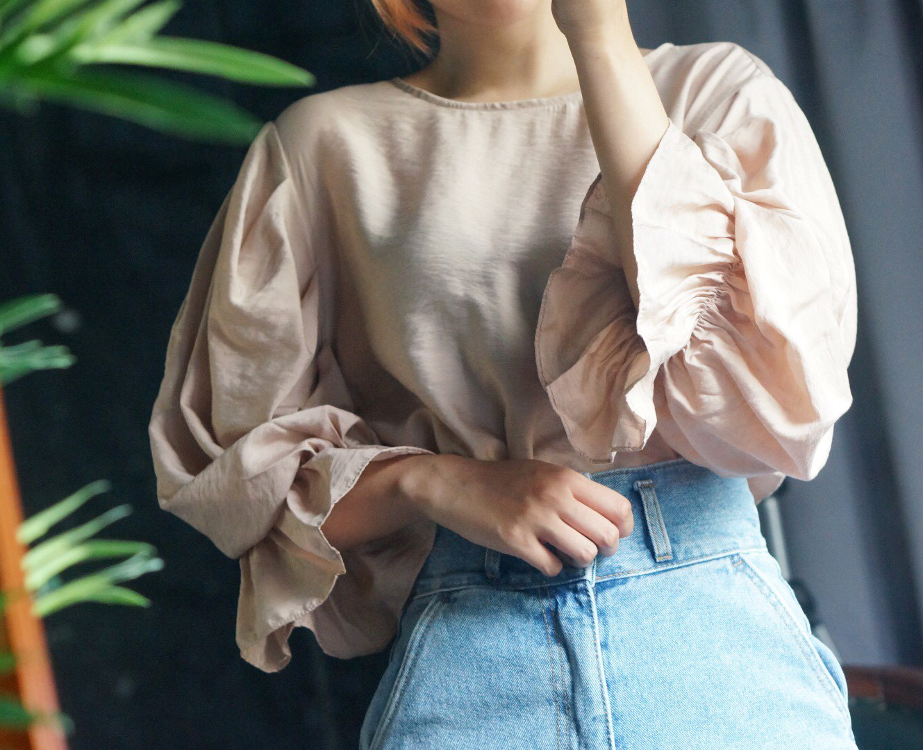 NEW FASHION LADY GIRL Blouse Ribbon Puff Blouse