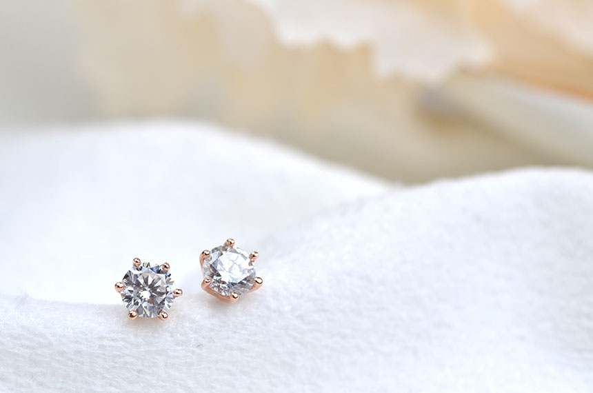 Diamond Cutting 14k Cubic Earring 4mm, 5mm