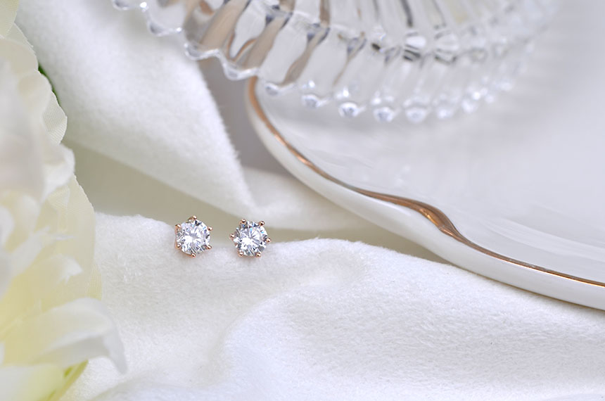 Diamond Cutting 14k Cubic Earring 4mm, 5mm