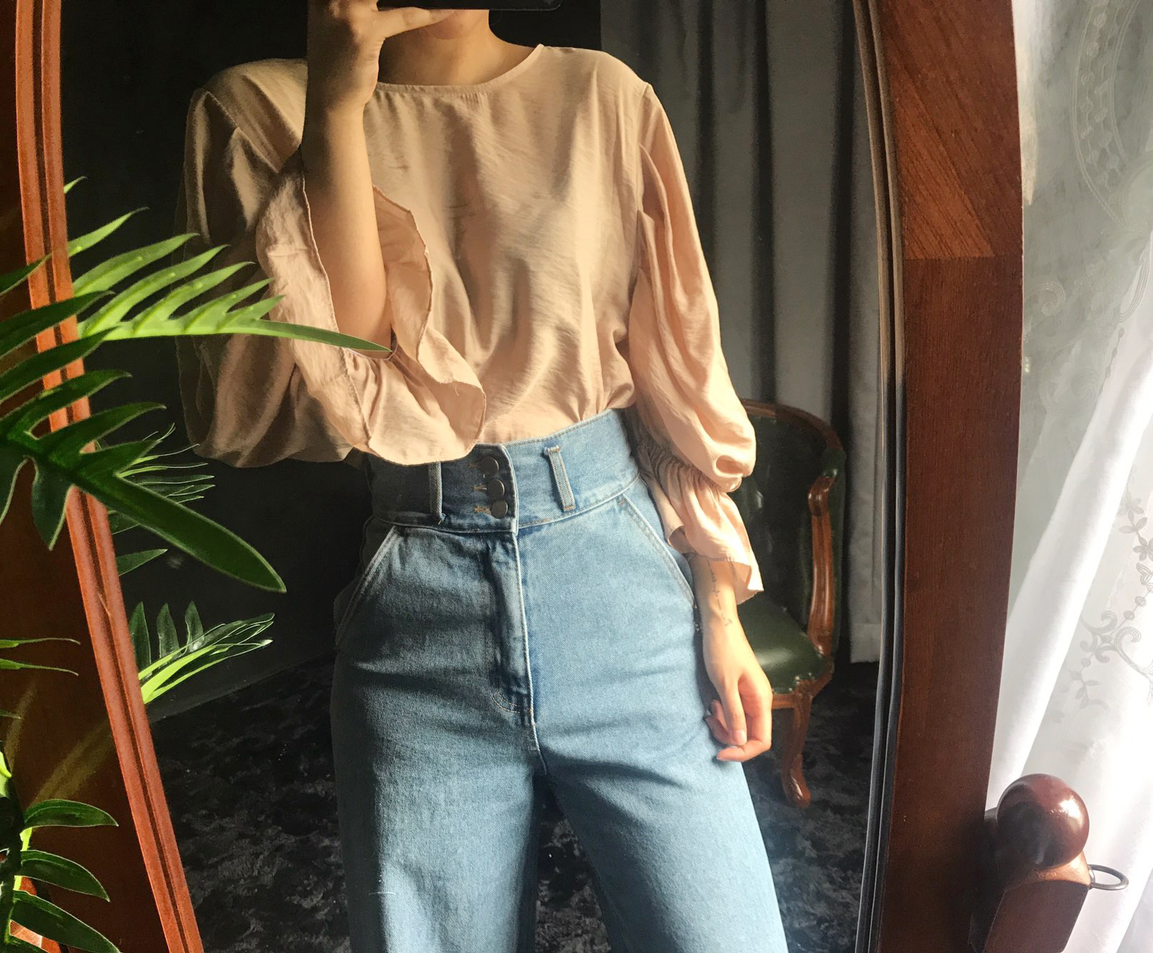 NEW FASHION LADY GIRL Blouse Ribbon Puff Blouse