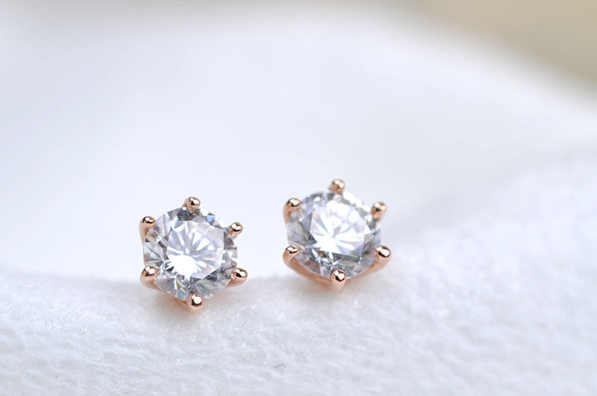 Diamond Cutting 14k Cubic Earring 4mm, 5mm