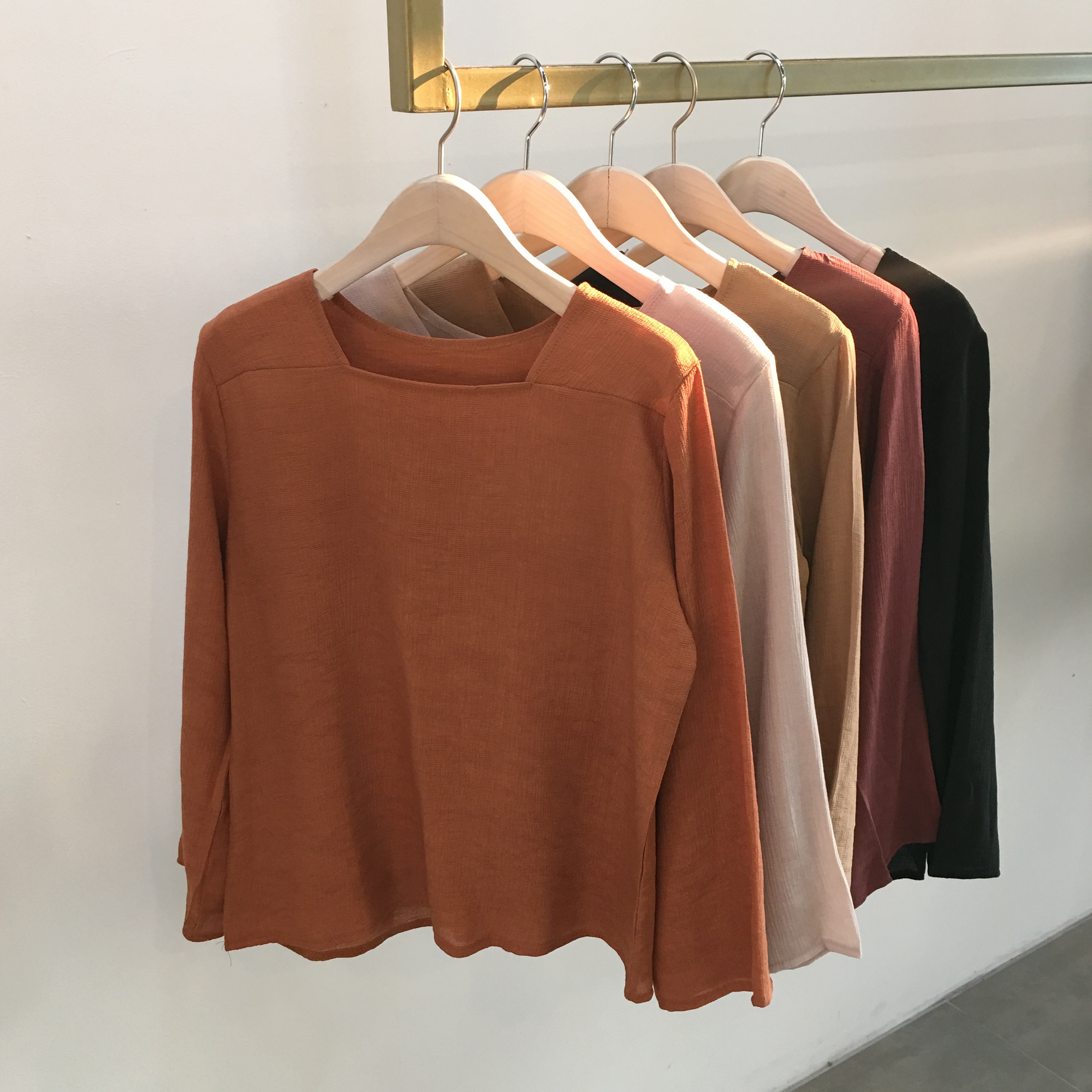 NEW FASHION LADY GIRL Blouse Fall Square Neck Long