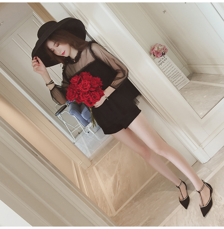 NEW FASHION LADY GIRL Blouse Microera Black Beige 