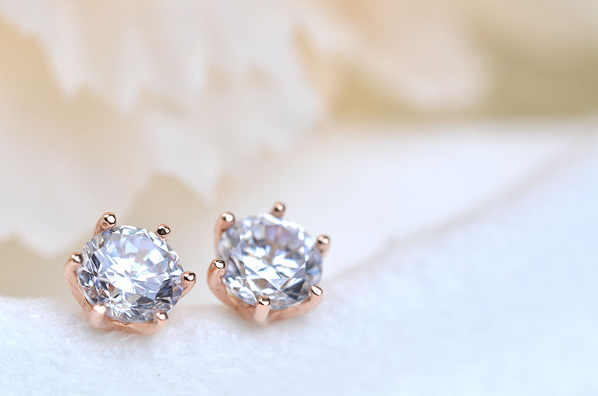 Diamond Cutting 14k Cubic Earring 4mm, 5mm