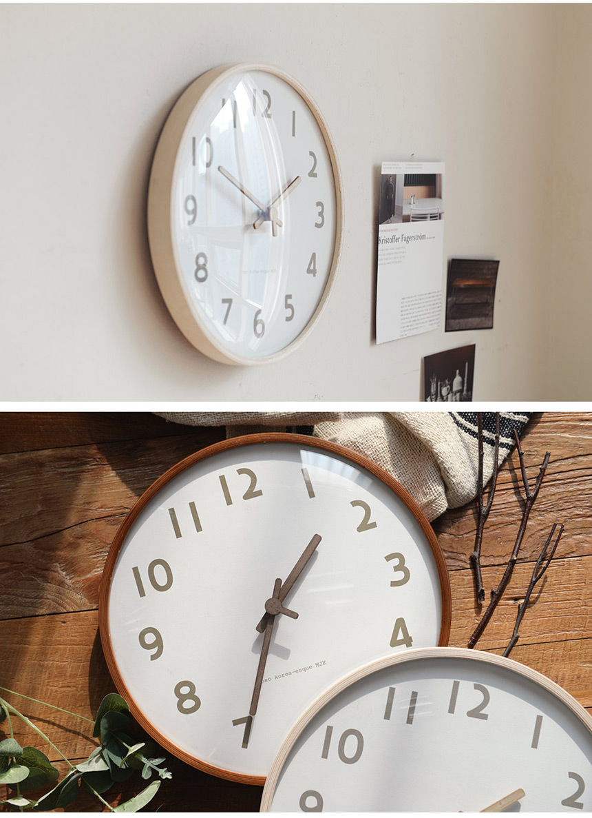 300 Pai Wood White Quiet Wall Clock 2style Walnut 