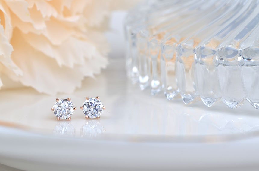 Diamond Cutting 14k Cubic Earring 4mm, 5mm