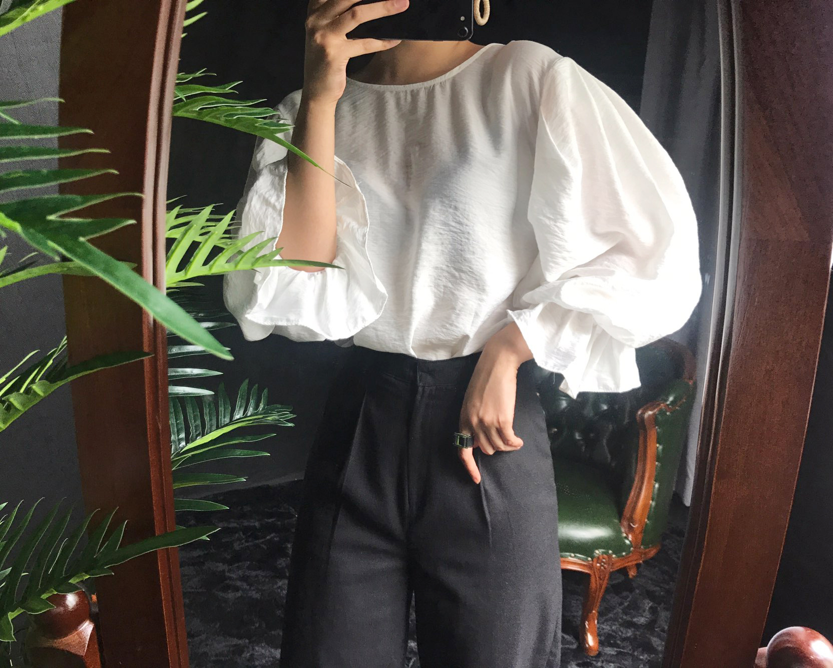 NEW FASHION LADY GIRL Blouse Ribbon Puff Blouse