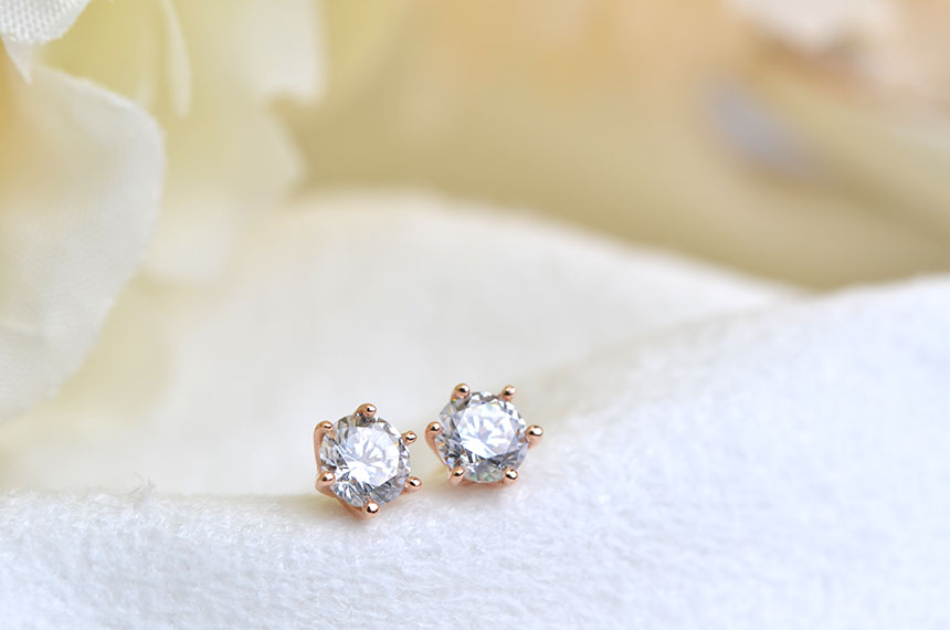 Diamond Cutting 14k Cubic Earring 4mm, 5mm