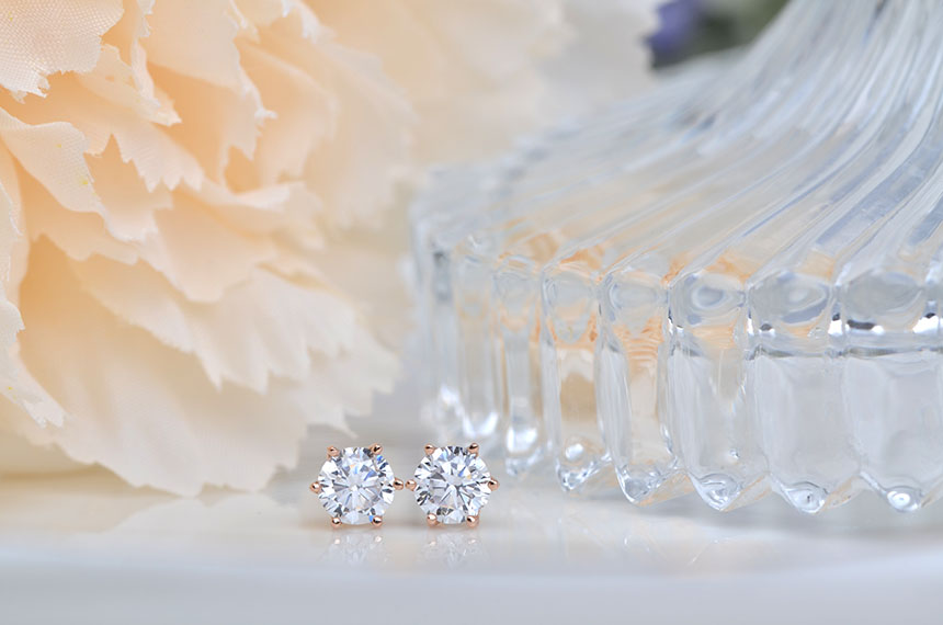 Diamond Cutting 14k Cubic Earring 4mm, 5mm