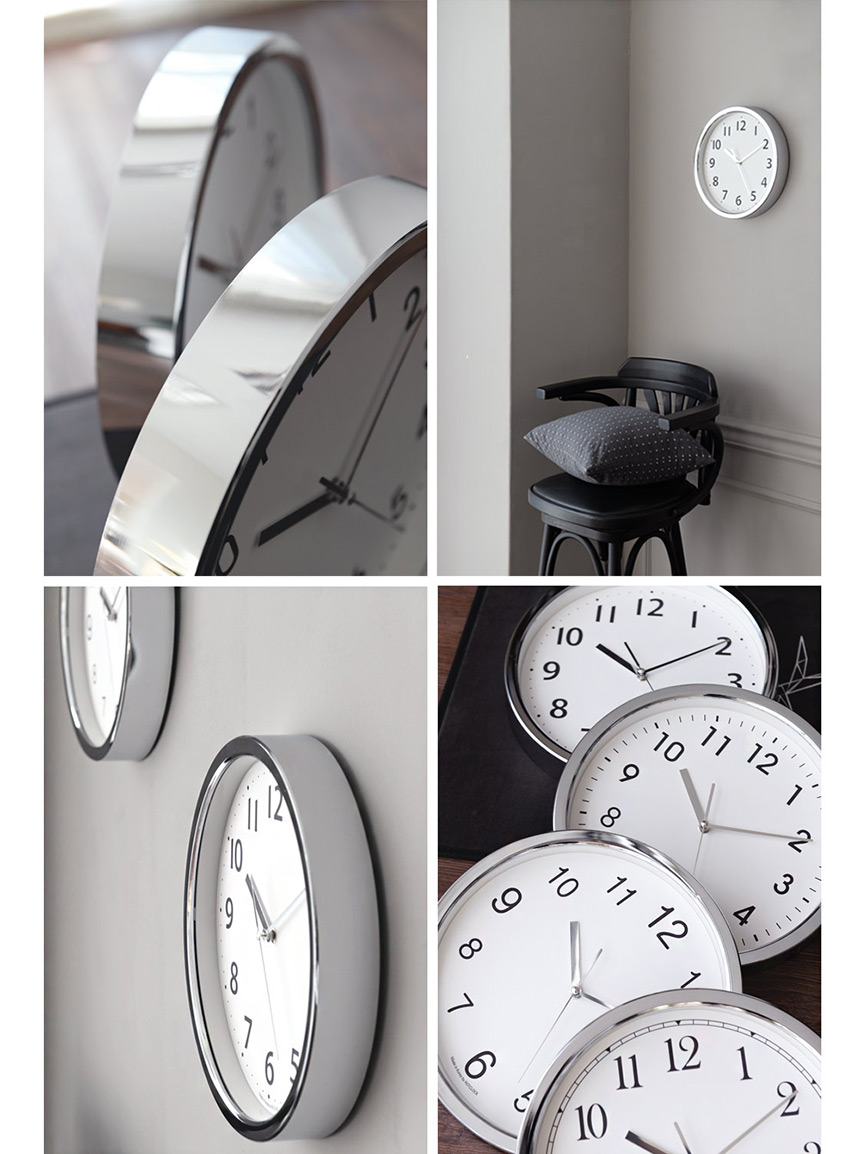 300 pie chrome round low-noise wall clock 4style i