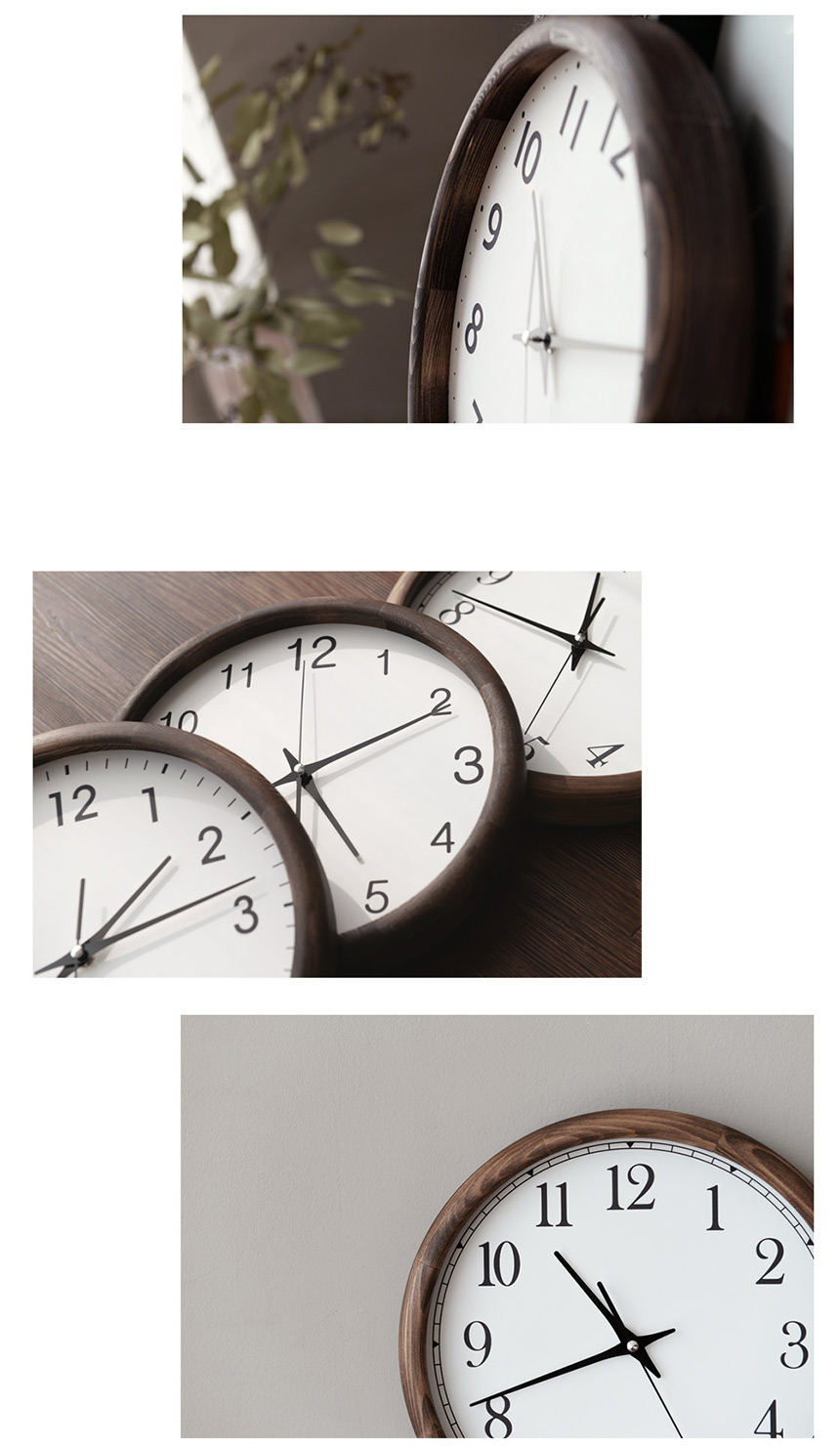 Wood Round Quiet Antique Wall Clock 4style Modern 