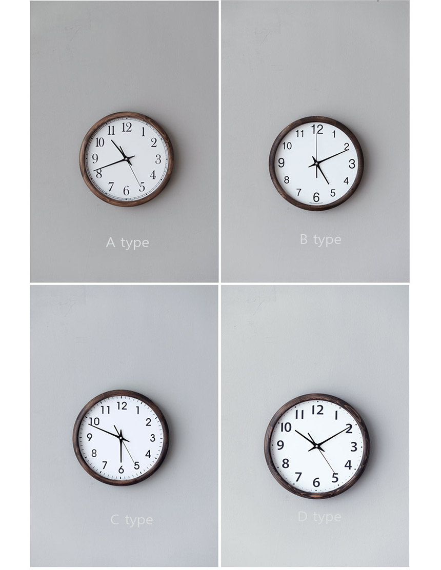 Wood Round Quiet Antique Wall Clock 4style Modern 