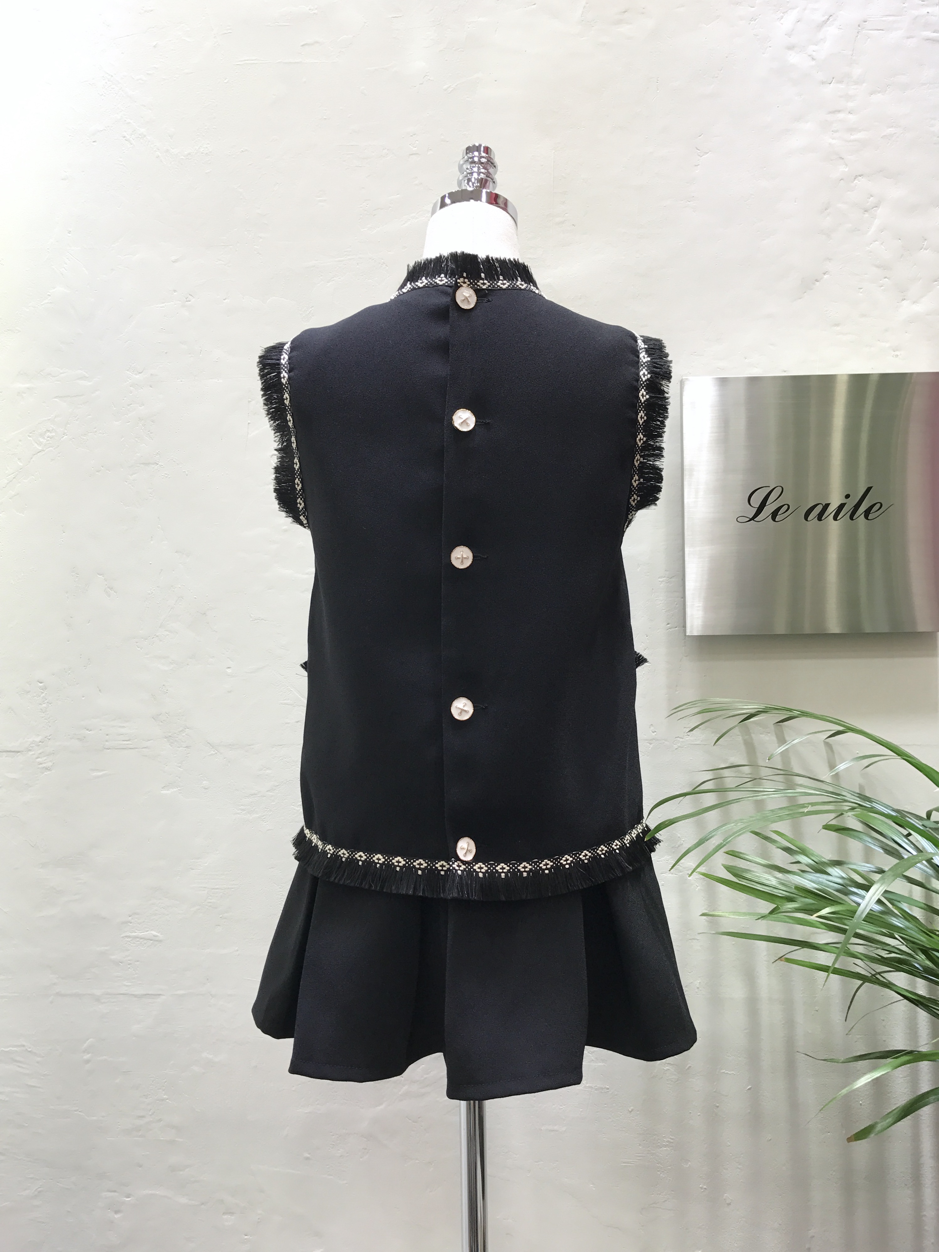 3 Clothes Ribbon Suit Ethnic Black Two-Piece Autum