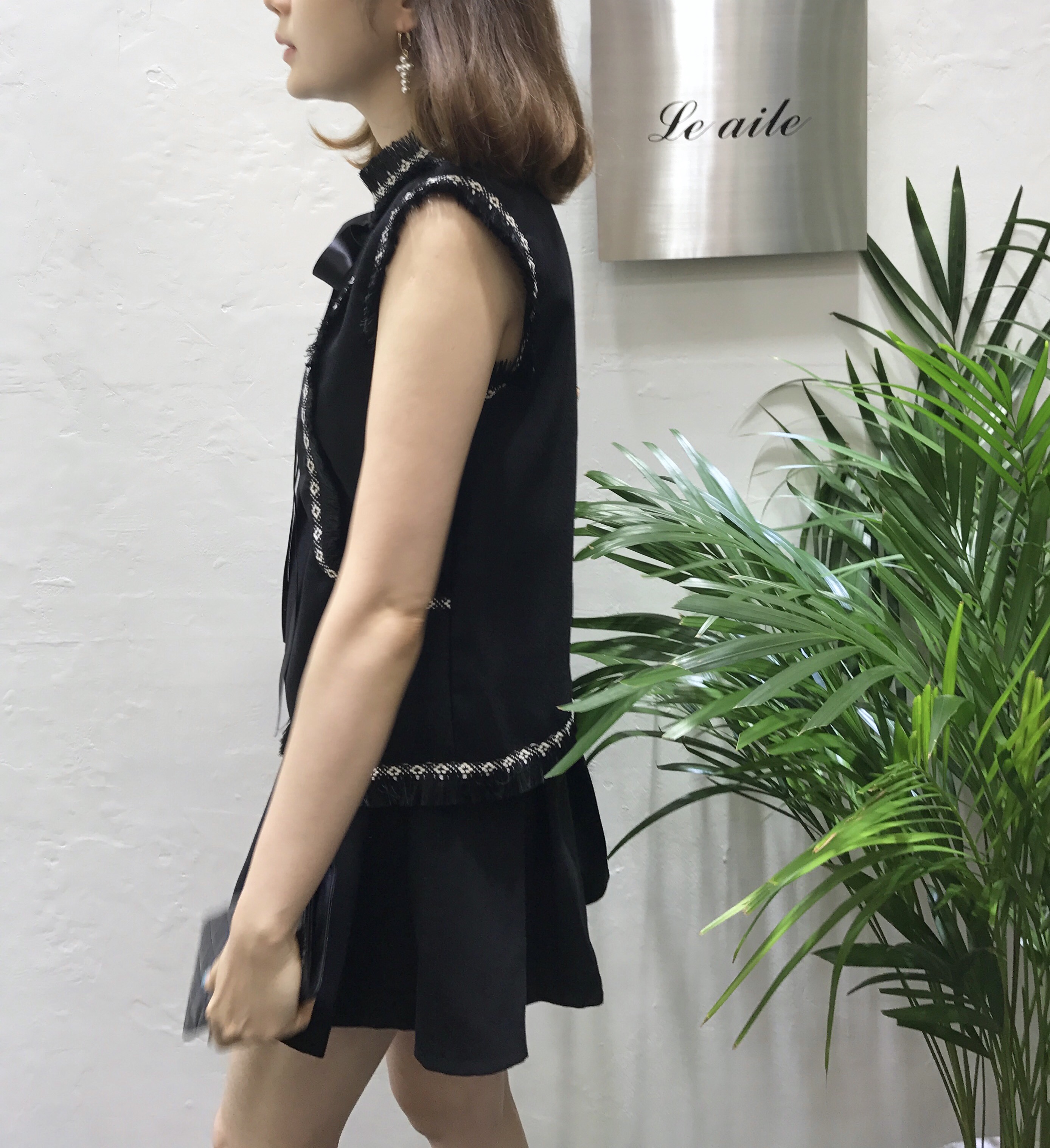 3 Clothes Ribbon Suit Ethnic Black Two-Piece Autum