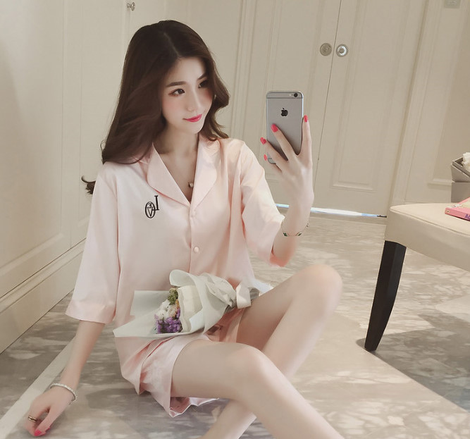 New embroidery lace pajama set 2 color pajamas hom