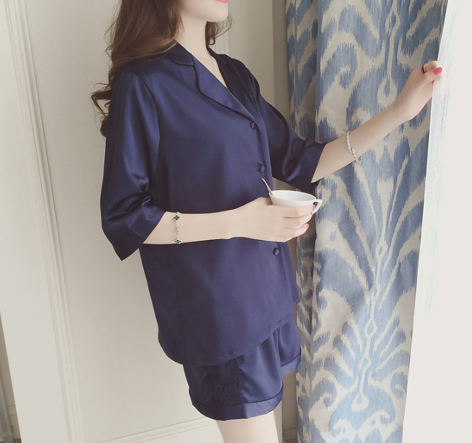 New embroidery lace pajama set 2 color pajamas hom