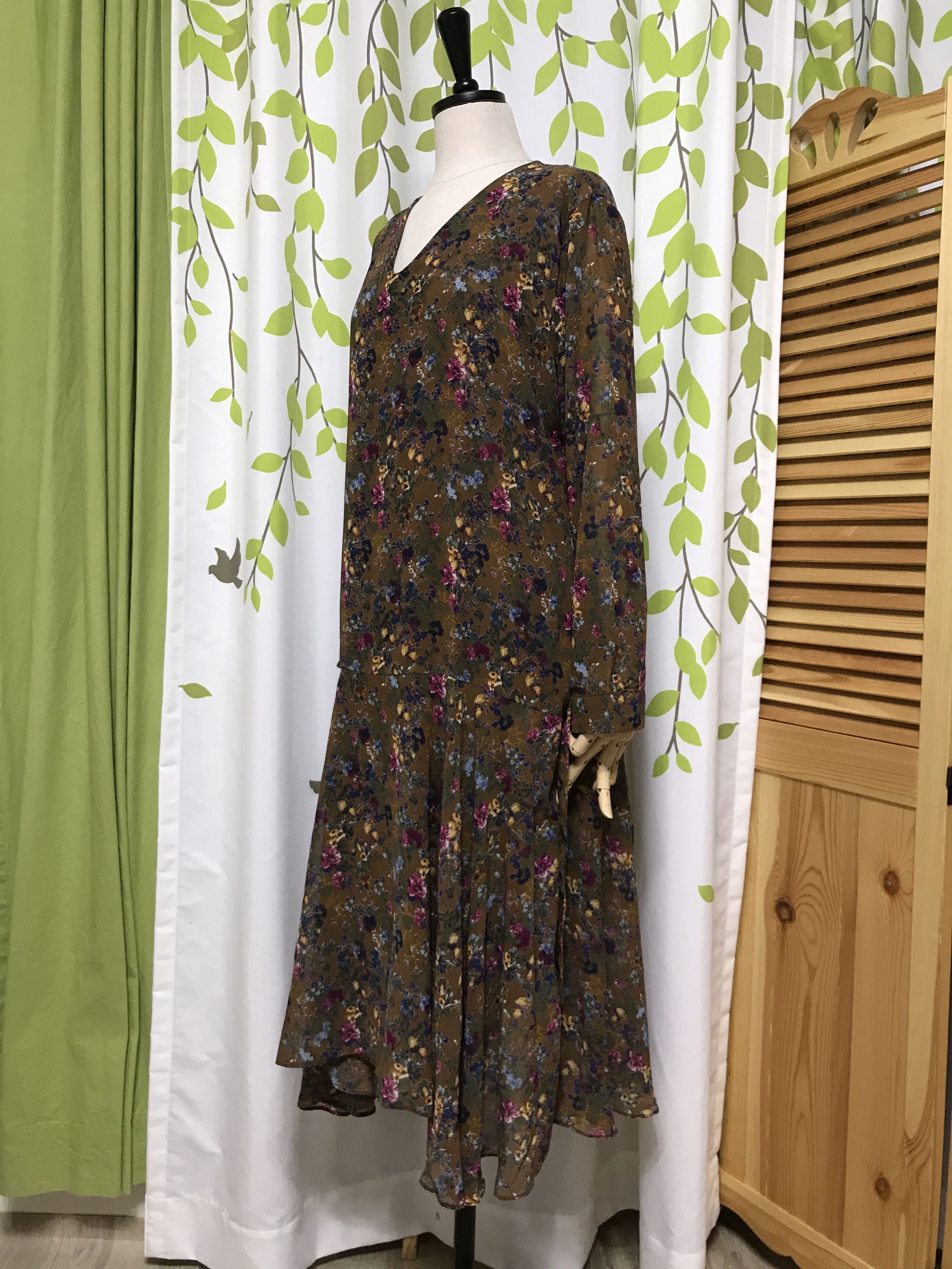 Autumn roupset Chiffon Long Dress Jean Beige Navy 