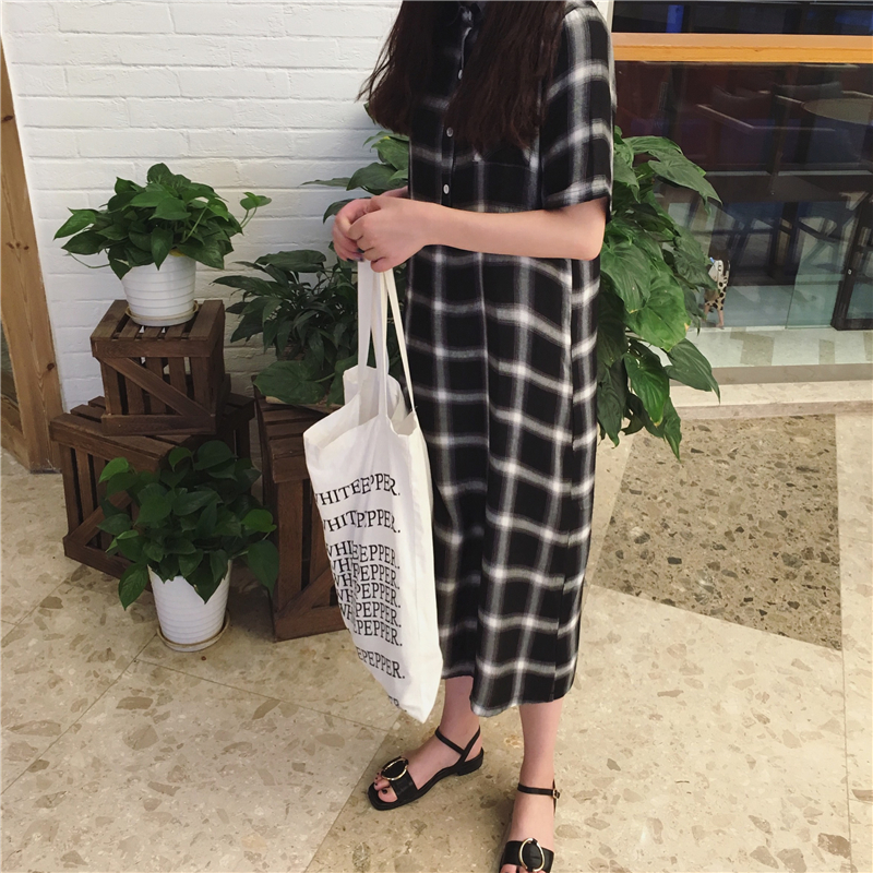 NEW FASHION LADY GIRL DRESS long-sleeved checkered