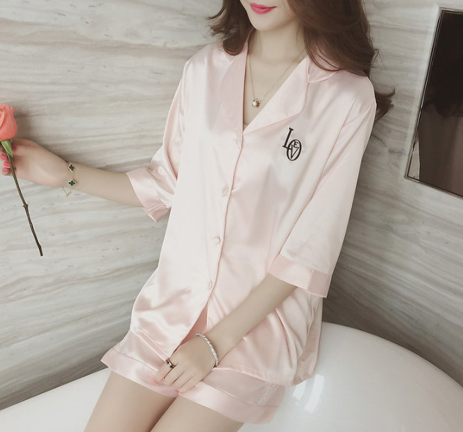 New embroidery lace pajama set 2 color pajamas hom