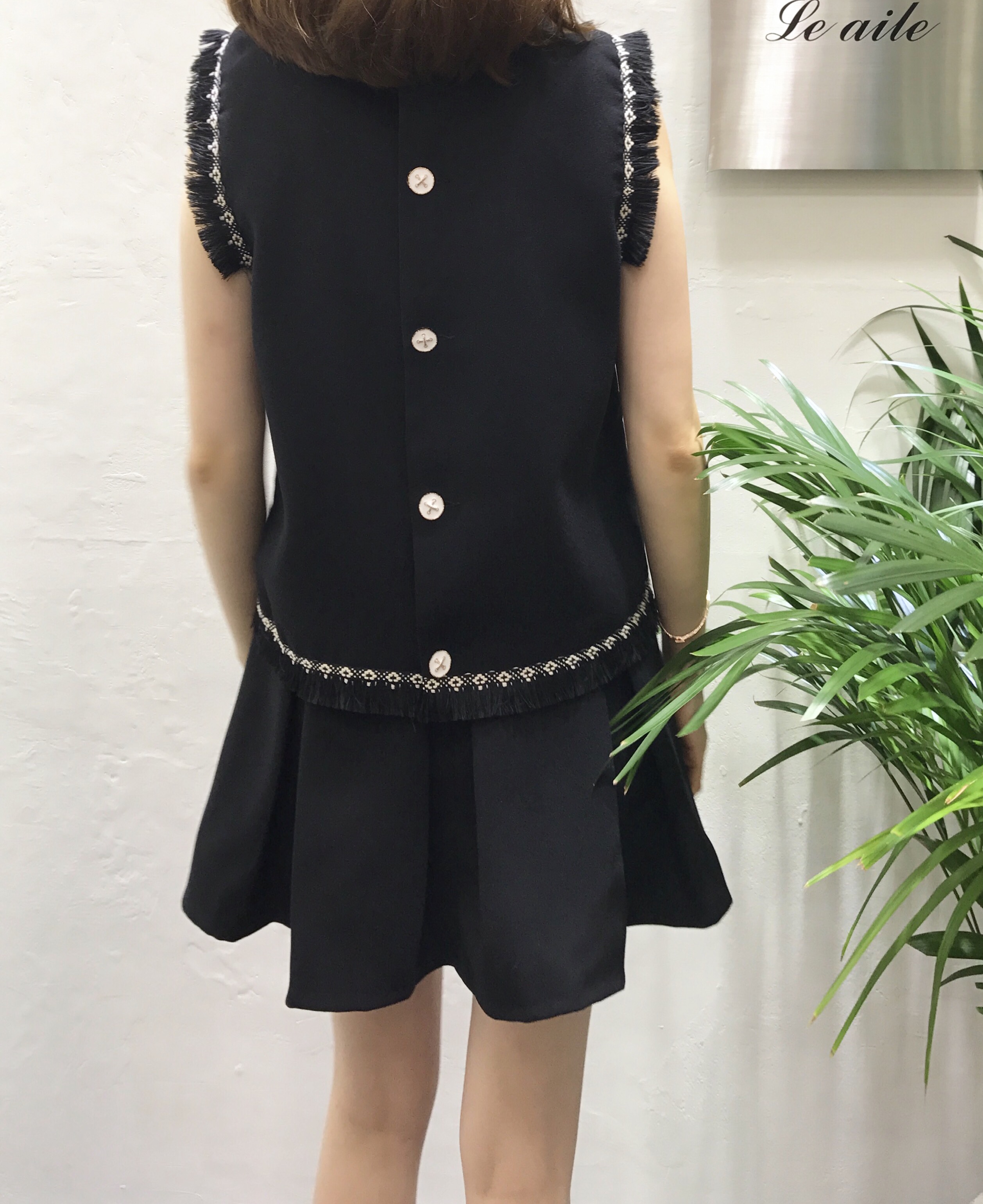 3 Clothes Ribbon Suit Ethnic Black Two-Piece Autum