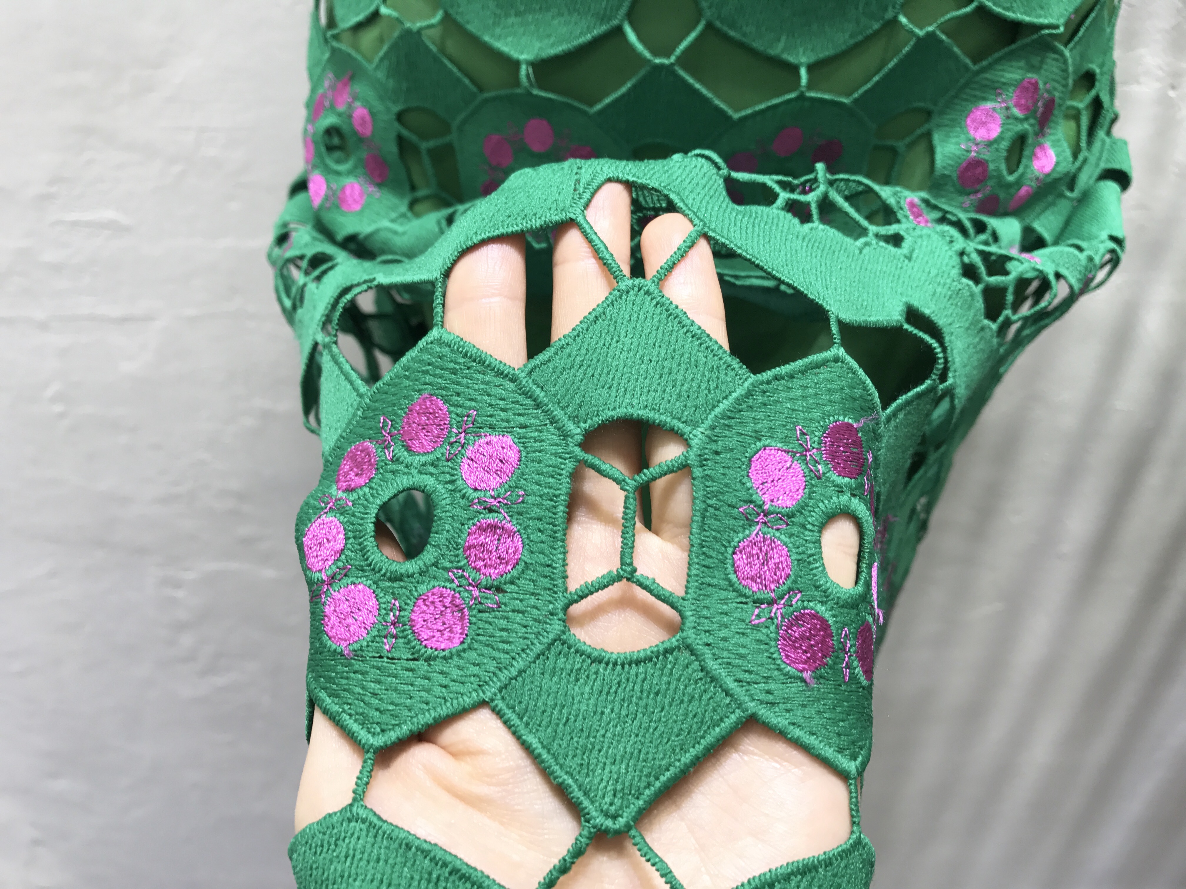 New Women Dress Green Lace Flower Uniform Dress Ne