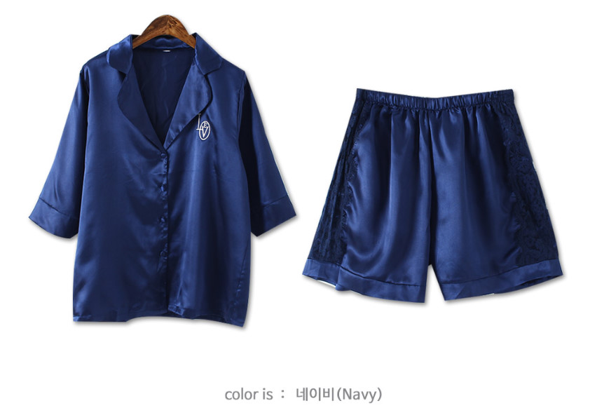 New embroidery lace pajama set 2 color pajamas hom