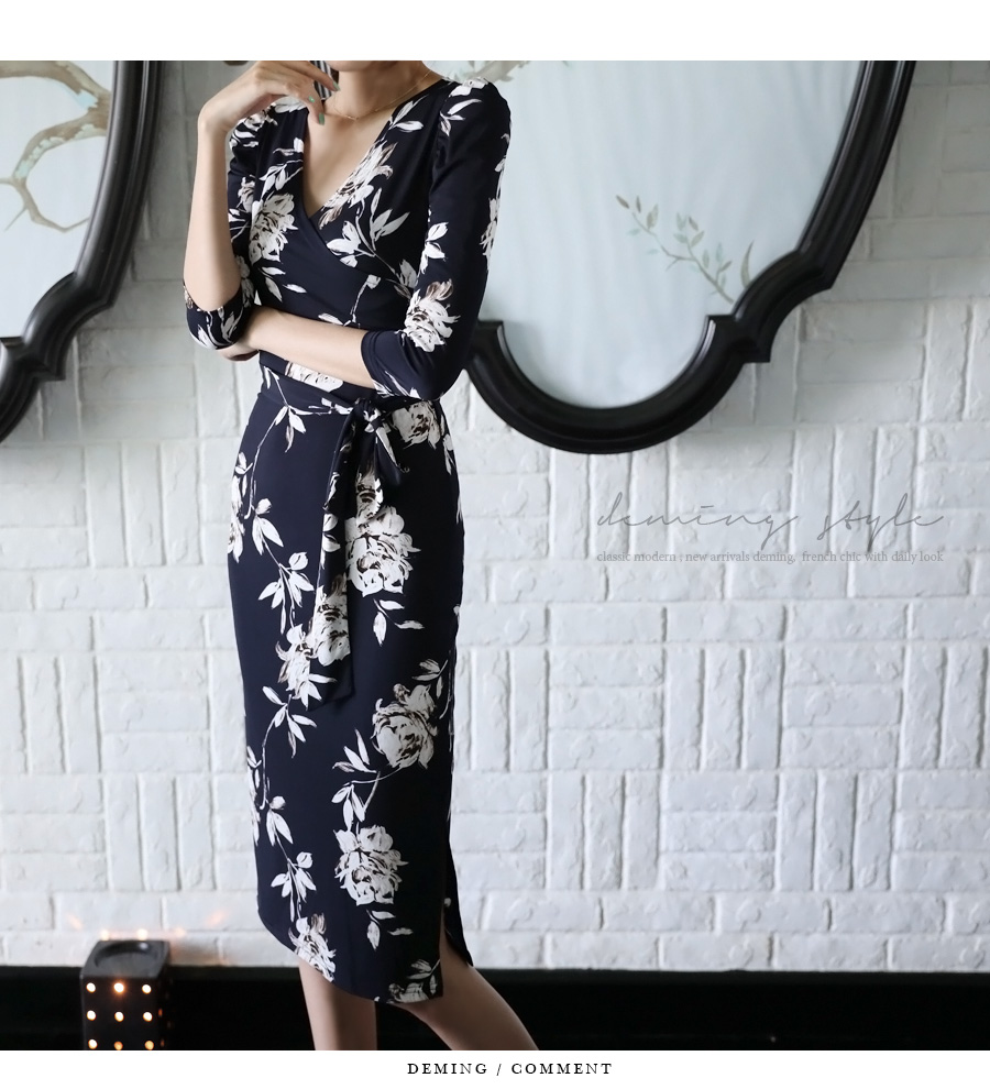 New Women Dress Dimming Dawn Flower Wrap Dress Aut