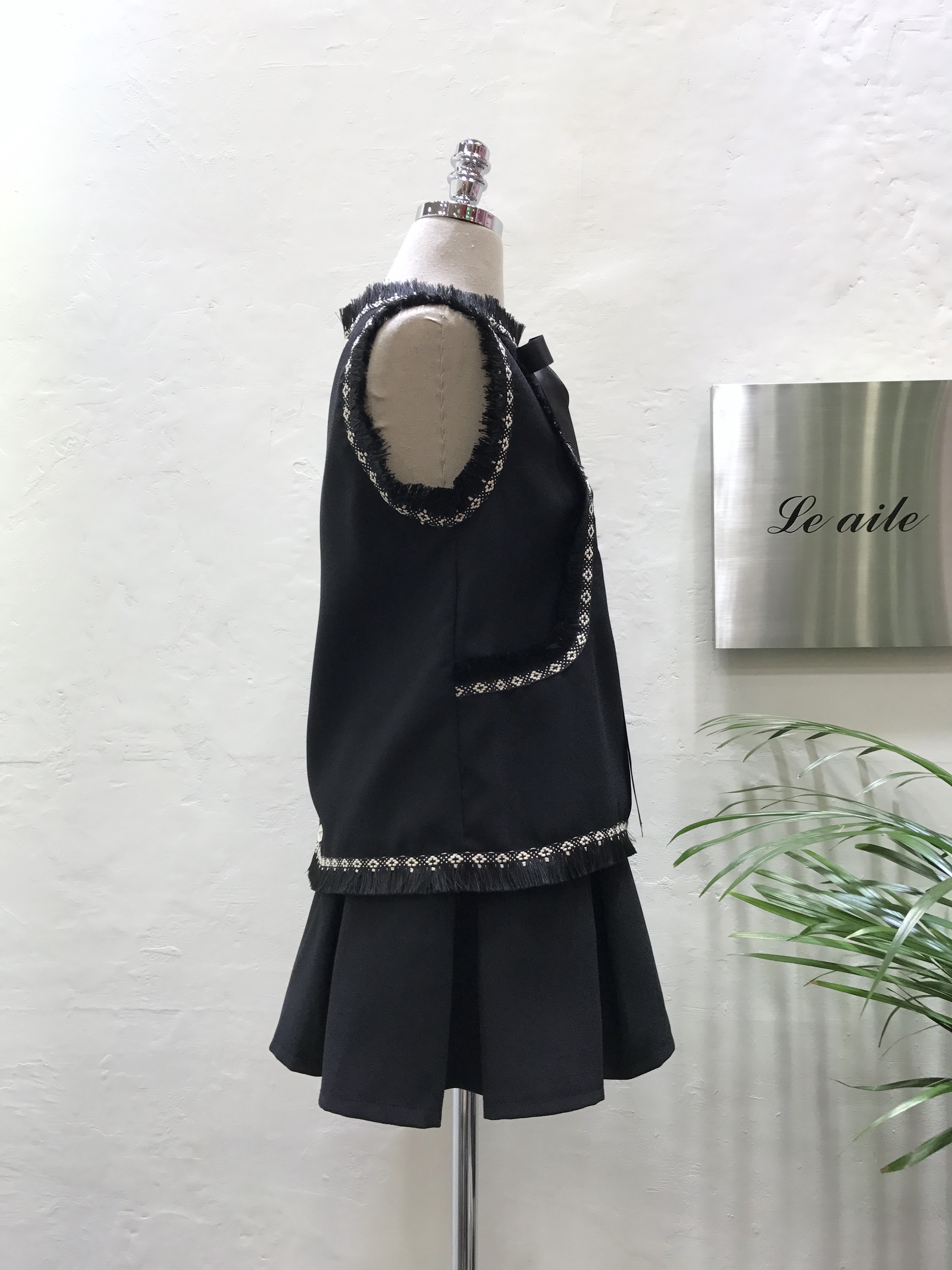 3 Clothes Ribbon Suit Ethnic Black Two-Piece Autum