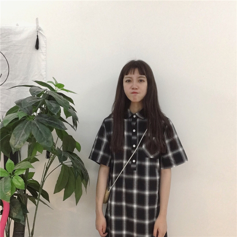 NEW FASHION LADY GIRL DRESS long-sleeved checkered