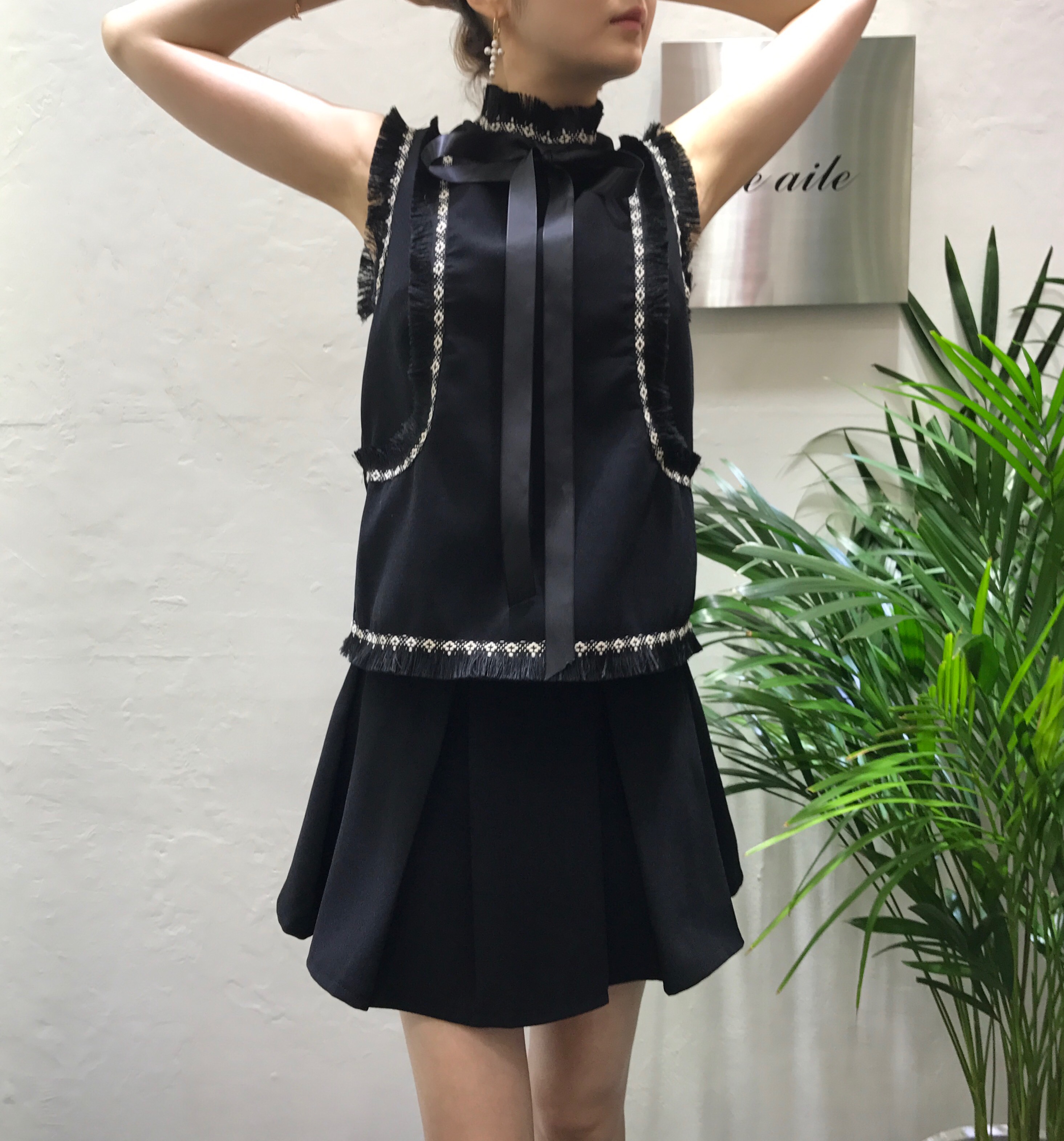 3 Clothes Ribbon Suit Ethnic Black Two-Piece Autum