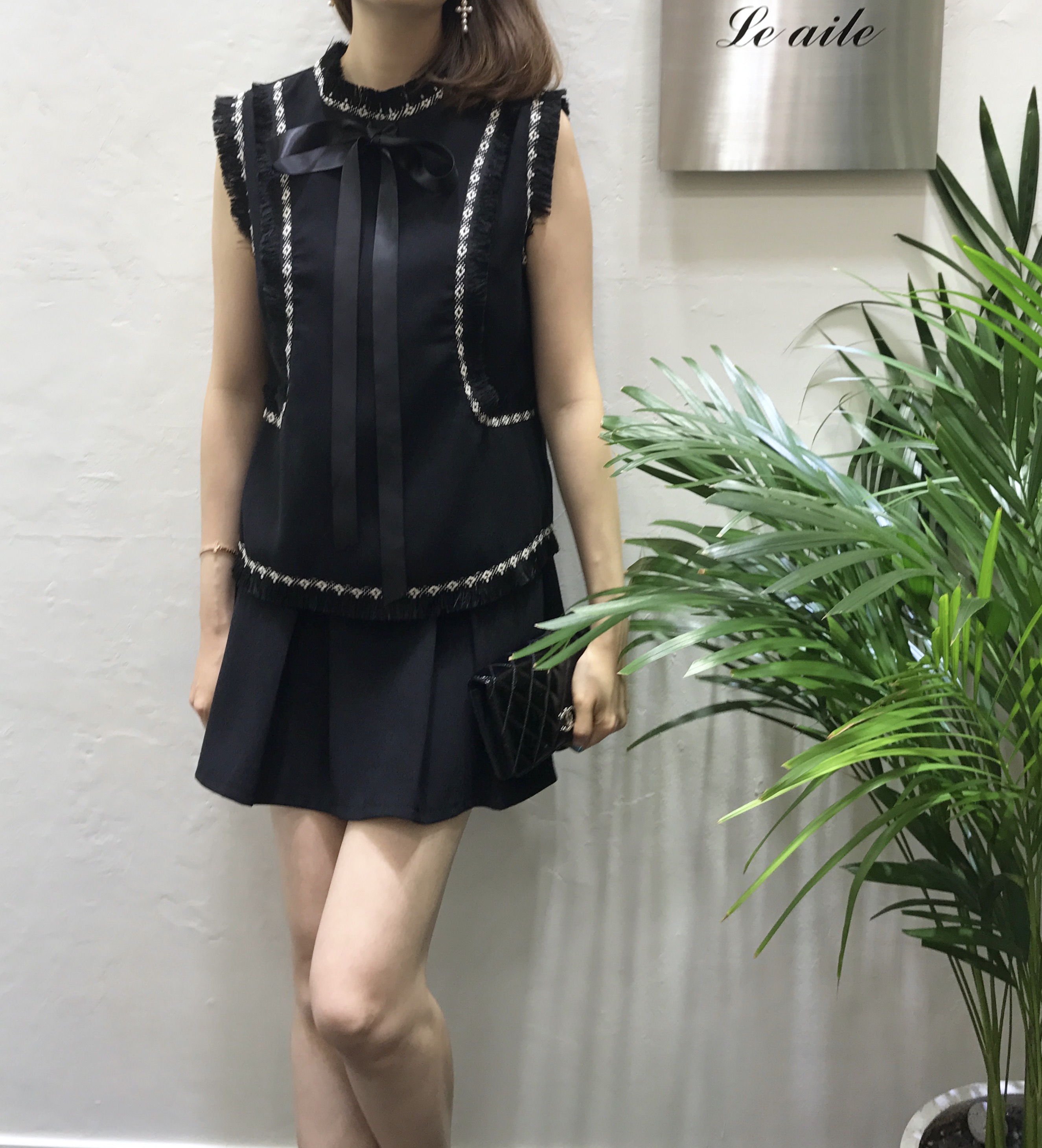 3 Clothes Ribbon Suit Ethnic Black Two-Piece Autum