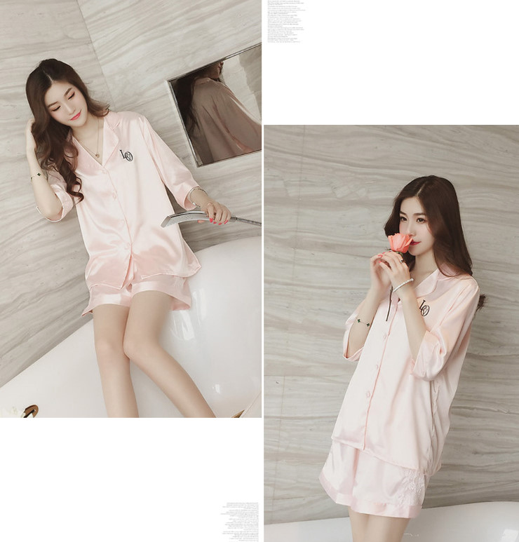 New embroidery lace pajama set 2 color pajamas hom