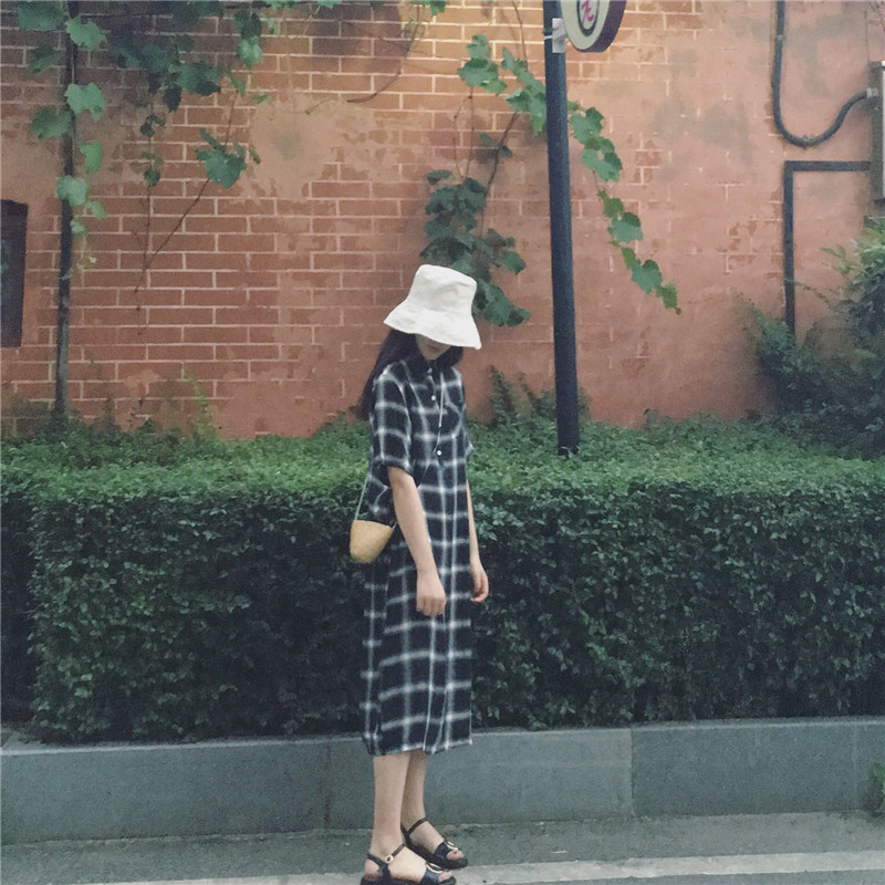 NEW FASHION LADY GIRL DRESS long-sleeved checkered