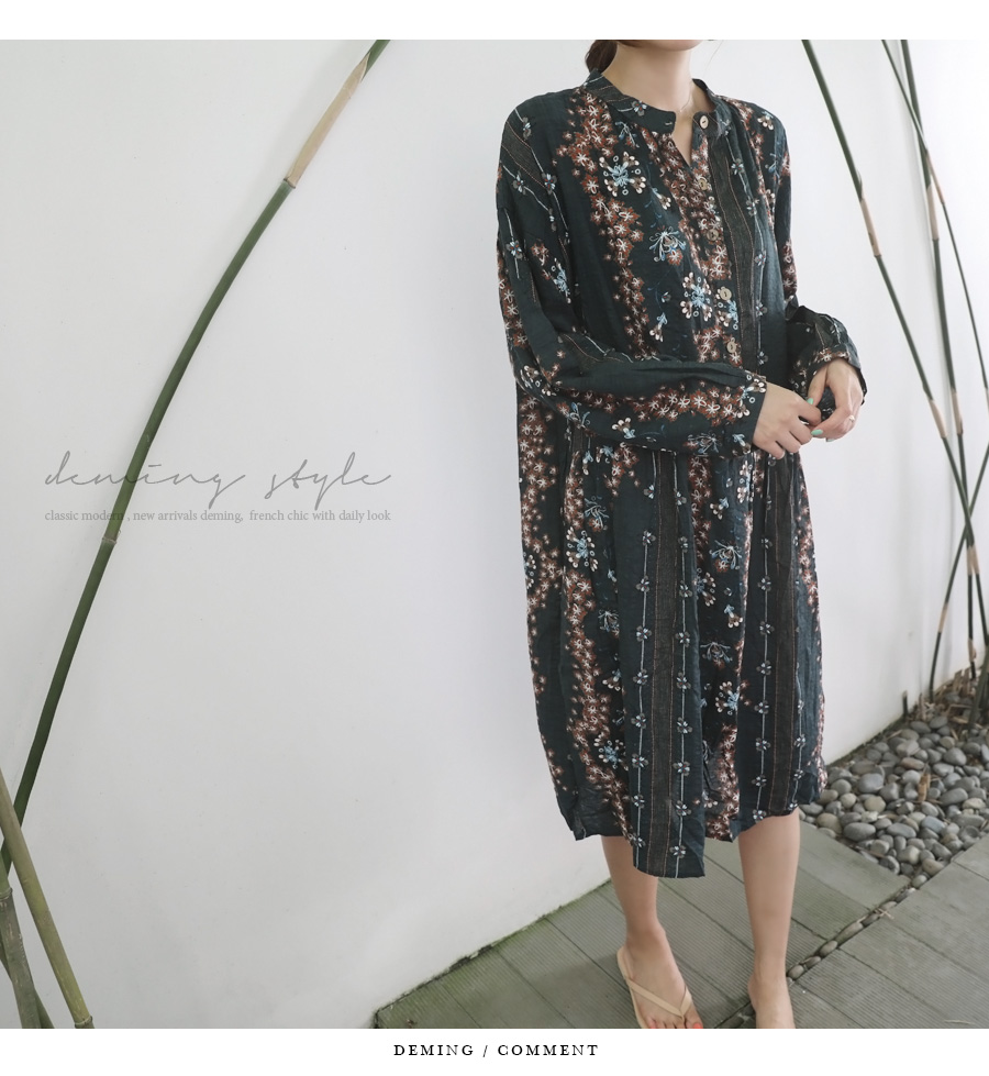 Dimming roulette ethnic long dress, two-color autu
