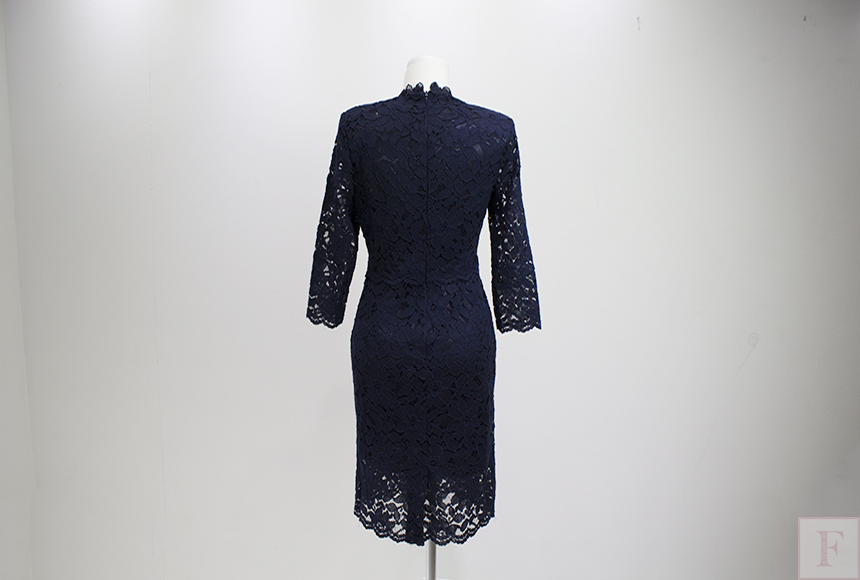 New Women Dress Flower See-through Lace Punching B