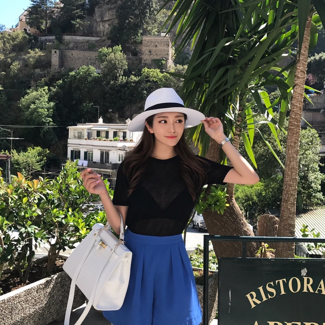 Women Sun Hats Raffia Hat Lapel lapel Panama Hat S