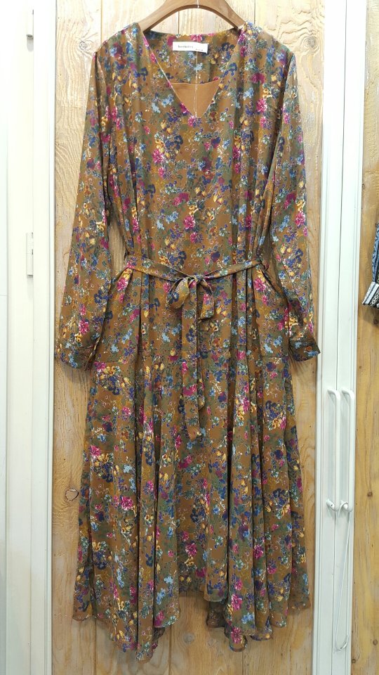 Autumn roupset Chiffon Long Dress Jean Beige Navy 