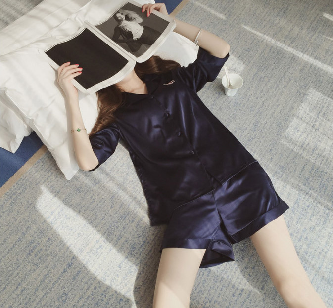 New embroidery lace pajama set 2 color pajamas hom